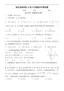 四川省营山县城北实验学校2014年秋九年级上半期试卷含答案