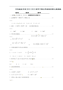 福建省宁化城东中学2012-2013学年七年级下学期第三周周练数学试题