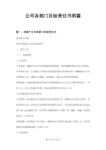 公司各部门目标责任书两篇