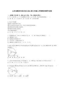 潍坊市昌乐县2016届九年级上期末数学试卷含答案解析