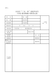 自治区三支一扶考核登记表(正反打印)