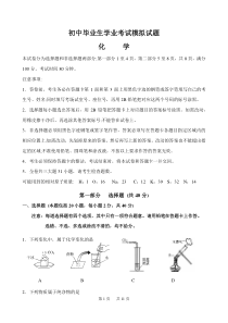 初中毕业班化学模拟试题及答案