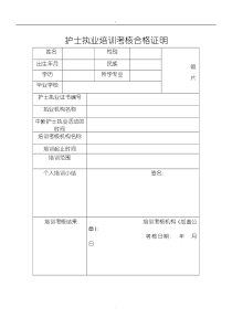 2019护士执业培训考核合格证明表