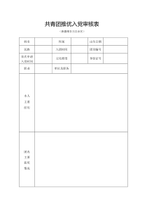 共青团推优入党审核表