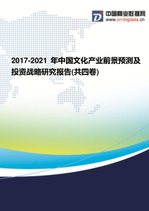 2017-2021年中国文化产业现状分析及前景预测报告(共四卷)