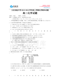 黑龙江省大庆实验中学2015-2016学年高二上学期期末考试化学试卷(含答案)