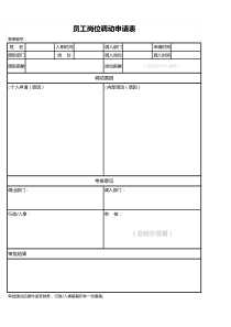 员工岗位调动申请表excel表格模板