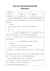 砼施工意外事故应急准备和响应预案