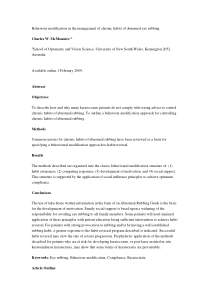 Behaviour modification in the management of chroni