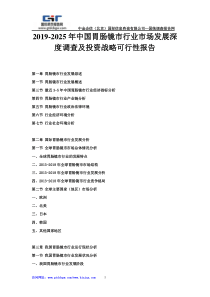 2019-2025年中国胃肠镜市行业市场发展深度调查及投资战略可行性报告