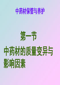 中药材保管与养护