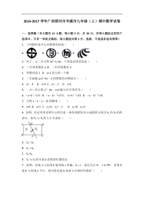 广西梧州市岑溪市2017届九年级上期中数学试卷含答案解析