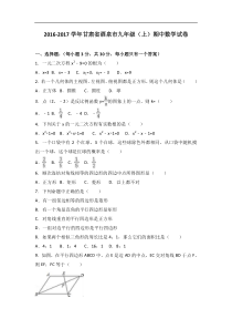 甘肃省酒泉市XX学校2017届九年级上期中数学试卷含答案解析