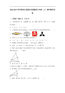 绥化市绥棱县2017届九年级上期中数学试卷含答案解析