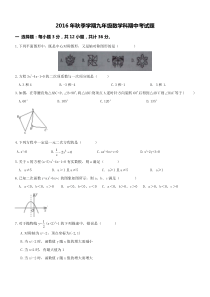 防城区那梭中学2016-2017学年九年级上期中数学试题及答案