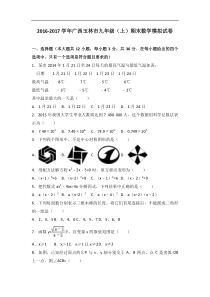 广西玉林市2017届九年级上期末数学模拟试卷含答案解析