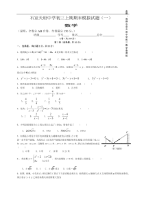 成都石室天府中学2013届九年级上期末模拟试题(一)及答案