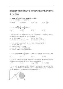 【解析版】湘乡市湖山中学2015届九年级上12月份月考数学试卷