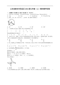 山东省泰安市岱岳区2014届九年级上期末数学试题及答案