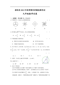 崇阳县2013年秋季期末质量监测考试九年级数学试卷