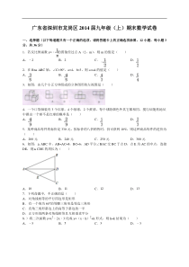 广东省深圳市龙岗区2014届九年级上期末数学试卷及答案