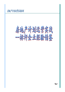 标杆企业房地产计划运营实战