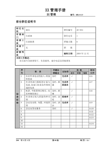 某航空物流公司前台职位说明书及关键绩效标准