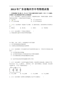 2013年广东省梅州市中考物理试卷