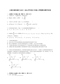 上海市浦东新区2015～2016学年度八年级上学期期末数学试卷【解析版】