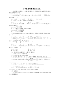 全国初中数学联赛模拟试卷五及答案