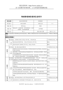 湖北新丰化纤公司物流管理部经理岗位说明书