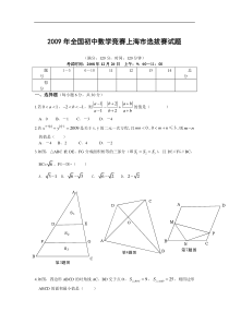 2009年全国初中数学竞赛上海市初赛试题(含答案)