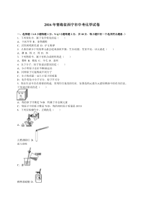 2016年西宁市中考化学试题及答案解析