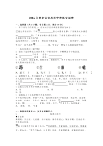 2016年宜昌市中考语文试题解析版