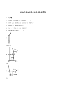 2016年永州市中考化学试题及答案解析
