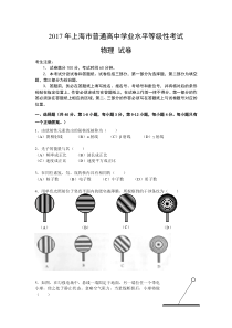 2017年上海市普通高中学业水平等级性考试物理试题