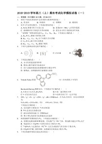 2018-2019学年高三（上）期末考试化学模拟练习（一）