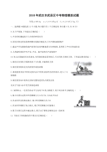 2018年武汉市武昌区中考物理模拟试题