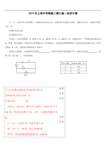 2019年上海市中考物理二模试题分类汇编：电学计算