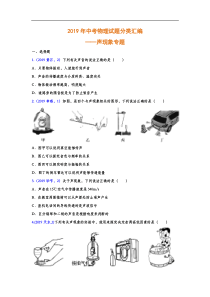 2019年中考物理试题分类汇编专题：声现象专题