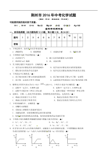 湖北省荆州市2016年中考化学试题（无答案）