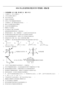 山东省青岛市胶州市2016年中考物理一模试卷（解析版）