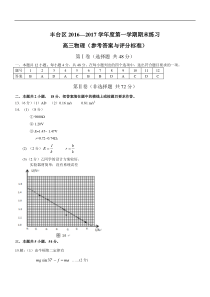 北京市丰台区2017届高三上学期期末考试物理试题