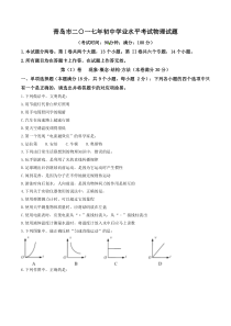 山东省青岛市2017年中考物理试题（含答案）