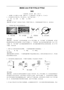 海南省2019年初中学业水平考试（中考）物理试题