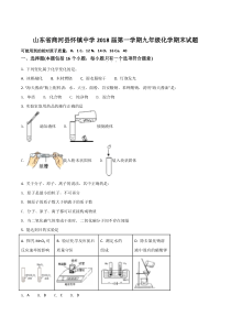 山东省商河县怀镇中学2018届第一学期九年级化学期末试题