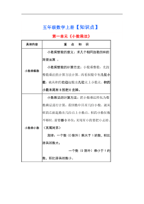 人教版五年级数学上册知识点总结