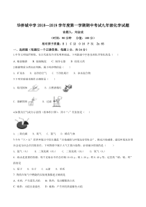 广东省深圳市南山区华侨城中学2018—2019学年度第一学期期中考试 九年级 化学试题