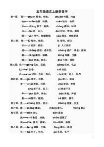 人教版五年级语文上册多音字