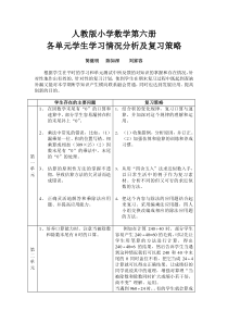 人教版三年级数学下册各单元学生学习主要存在问题分析及复习策略